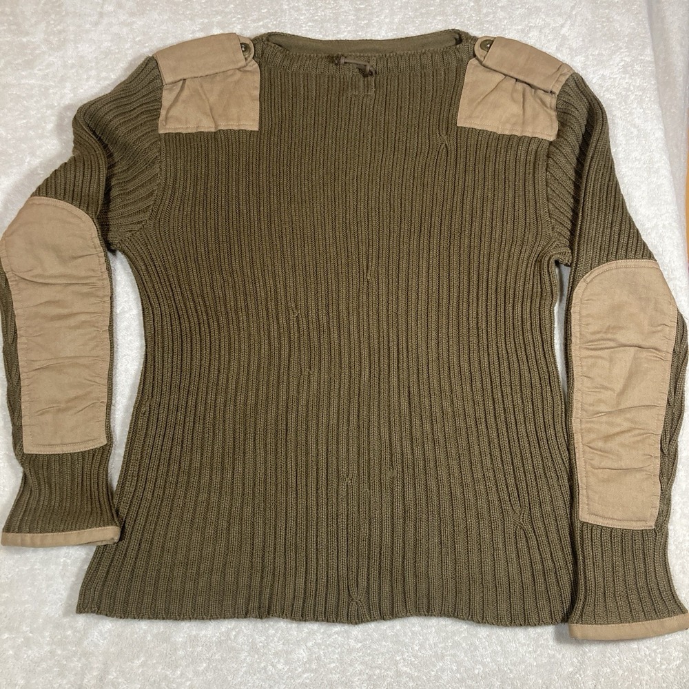 Polo Ralph Lauren Commando Sweater Mens Medium Military Wooly Pully Army Green